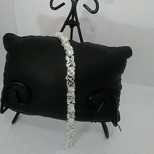 Gorgeous White Sapphire Silver Tennis Bracelet